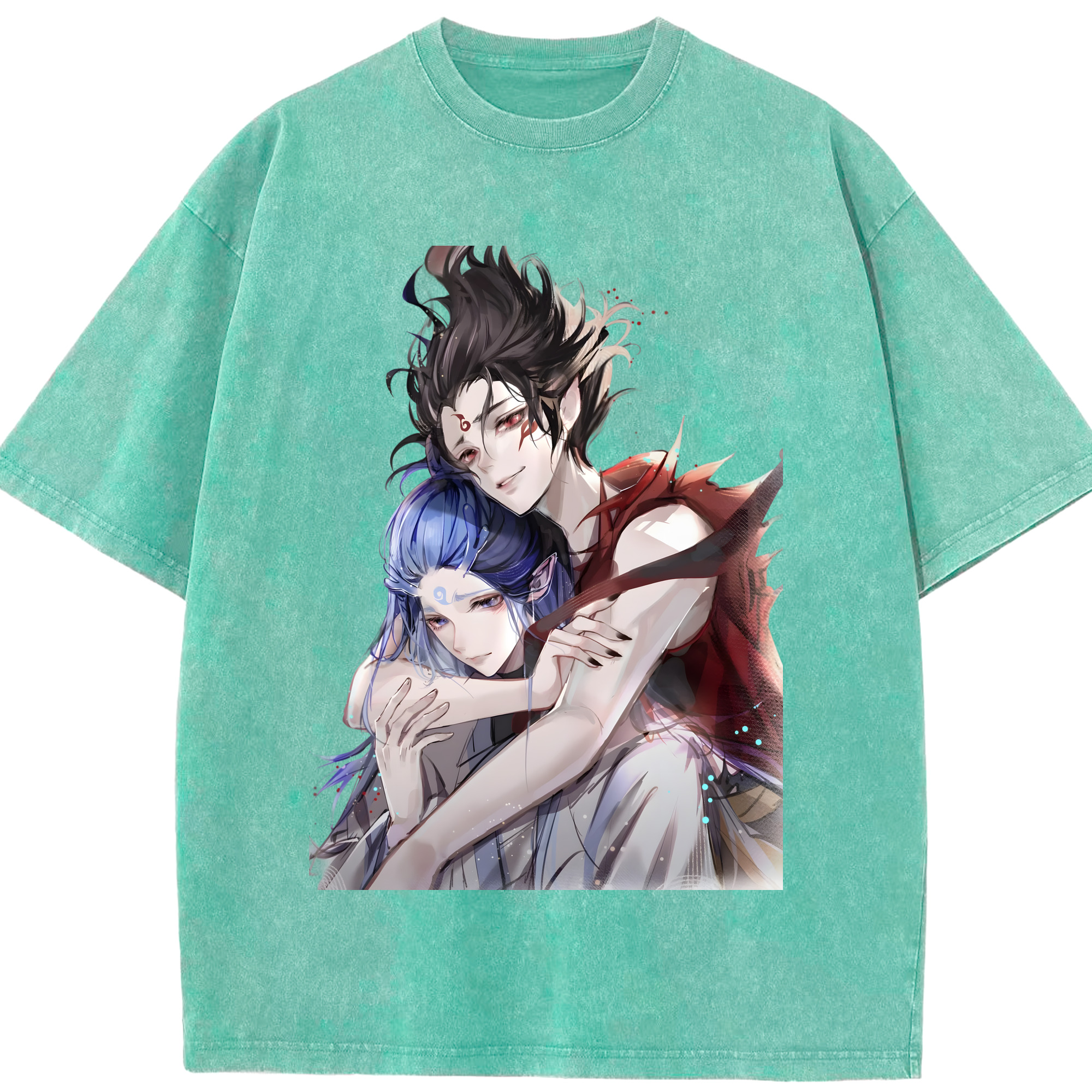 （画像用） Ne Zha 2 ナタ 魔童の大暴れ 綿100% ヴィンテージ風 半袖Tシャツ（フロントプリント）